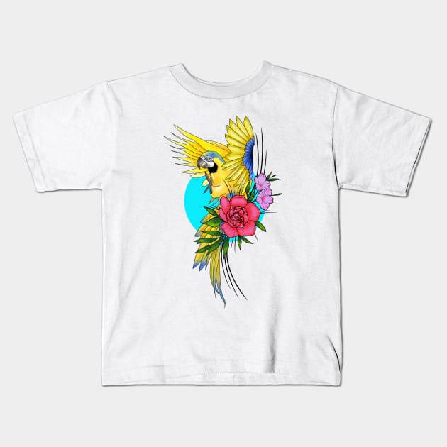 Macaw Kids T-Shirt by C-Digitalart